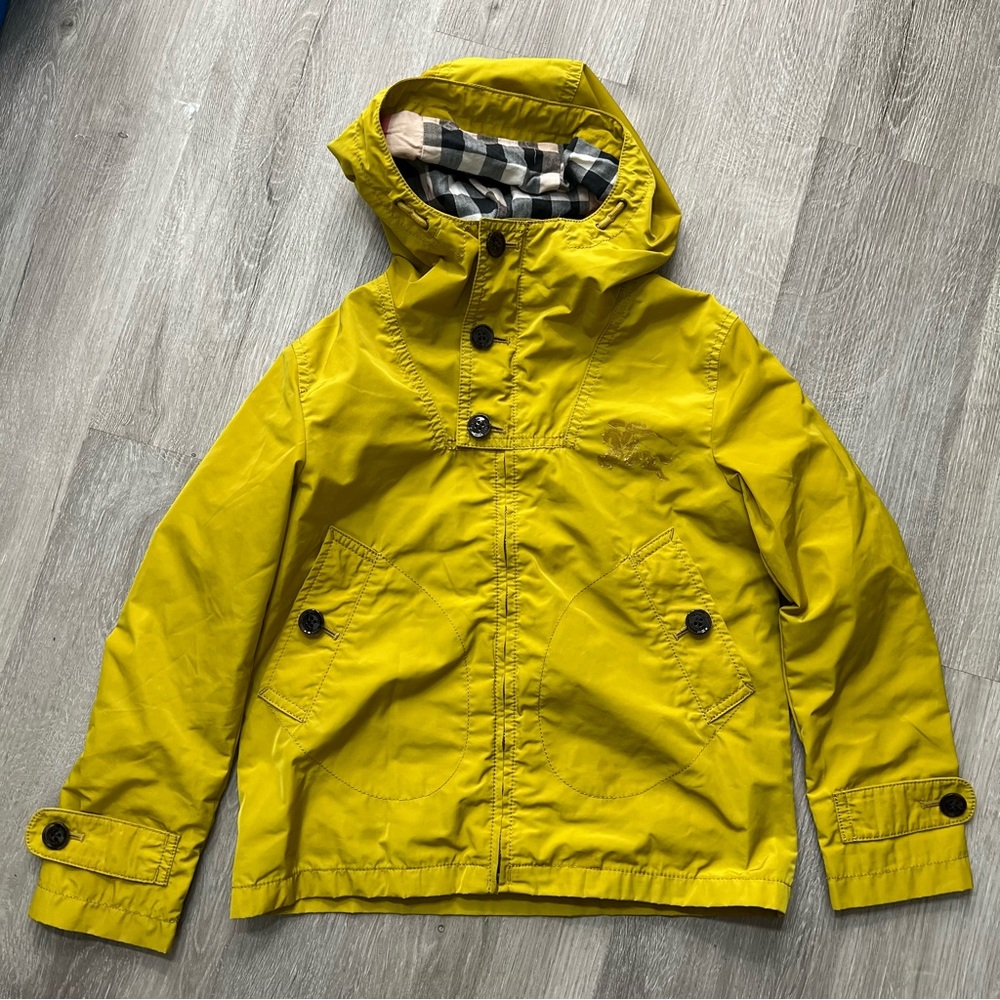 Burberry Yellow Kids Raincoat with Check Lining